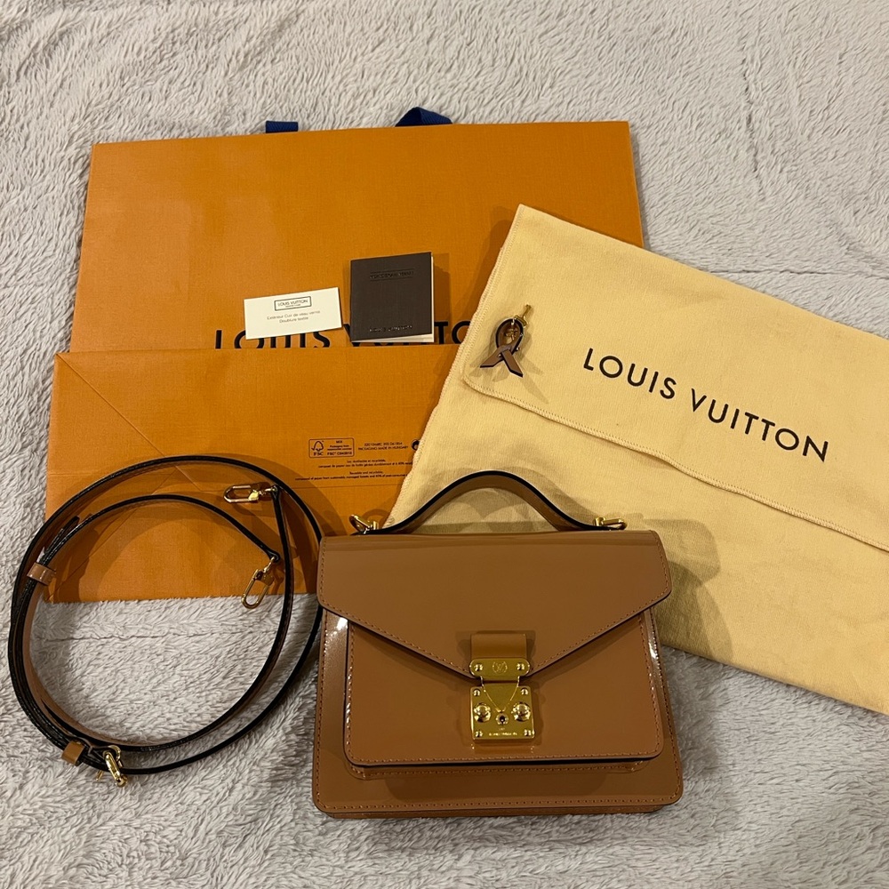Louis Vuitton Tan Satchel with Gold Accents